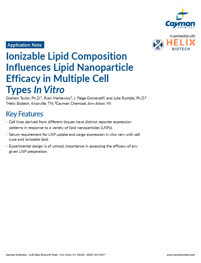 Ionizable Lipid Composition Influences Lipid Nanoparticle Efficacy in Multiple Cell Types <em>In Vitro</em><br>